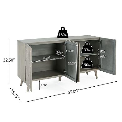 Contemporary Sideboard with Wavy Door Panels and Adjustable Shelving by Christopher Knight Home