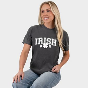 Irish Varsity Outline Arched - Women's Garment Dyed Graphic T-Shirt