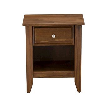 Wooden Night Stand with Single Drawer and Stable Design