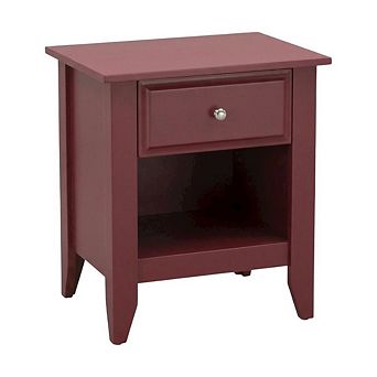 Wooden Night Stand with Single Drawer and Stable Design