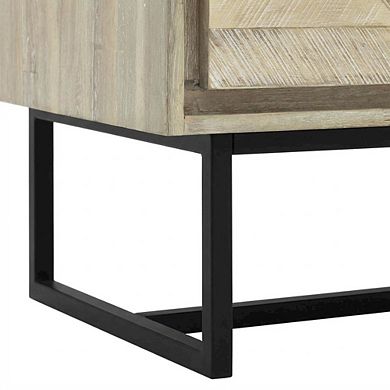 Acacia Wood Nightstand with 1 Drawer for Bedroom Storage