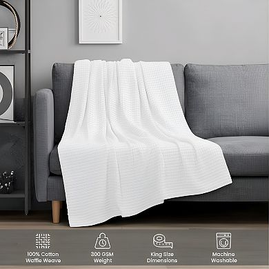 Cotton Waffle Blanket Soft Lightweight and Breathable for All Season