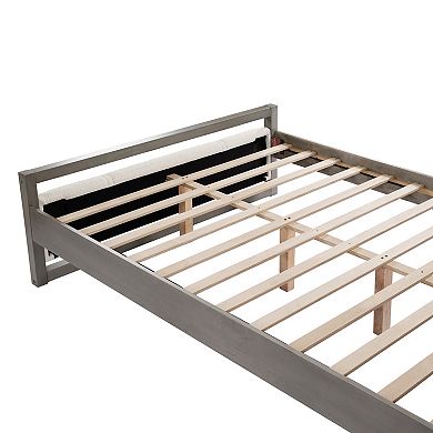 Aurora Boucle Upholstered Platform Bed-Underbed Storage-Silent Slats by Christopher Knight Home