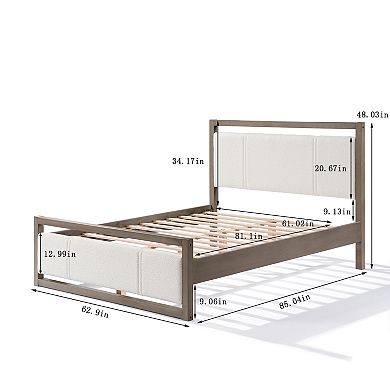 Aurora Boucle Upholstered Platform Bed-Underbed Storage-Silent Slats by Christopher Knight Home