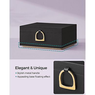 2-Layer Jewelry Box with Handle Floating Base Removable Tray