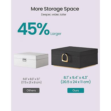 2-Layer Jewelry Box with Handle Floating Base Removable Tray