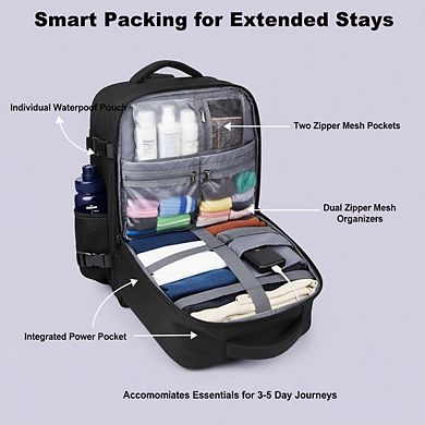Carry-On Backpack, 18-Inch Water-Resistant Laptop Travel Daypack