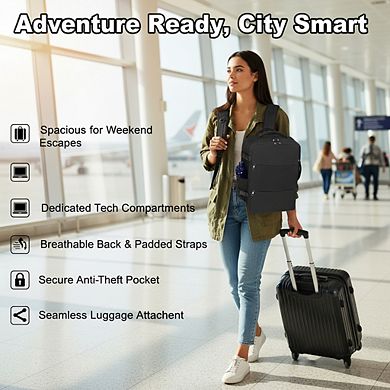 Carry-On Backpack, 18-Inch Water-Resistant Laptop Travel Daypack