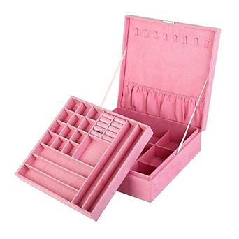 Two-Layer Jewelry Organizer Box with Lock 10.2"