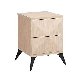 Wood Nightstand, 2 Drawers, Mid-Century Style