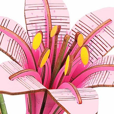 DIY 3D Wood Puzzle Pink Lily 73 pieces