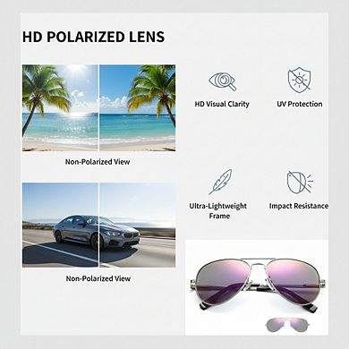 Classic Polarized Aviator Sunglasses UV400 52-63mm