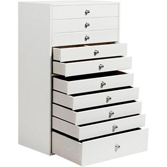 ZUQIETA Large Jewelry Box with 10 Drawers, White Organizer for Watches & Jewelry