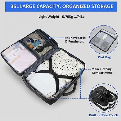 Airplane Approved Travel Laptop Backpack 35L with Water Bottle Pocket