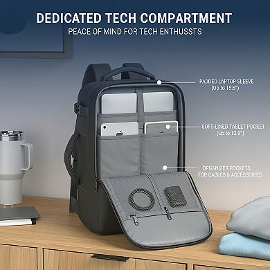 Airplane Approved Travel Laptop Backpack 35L with Water Bottle Pocket