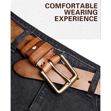 Heavy Duty Work Belt Thick Leather with High Hardness Buckle