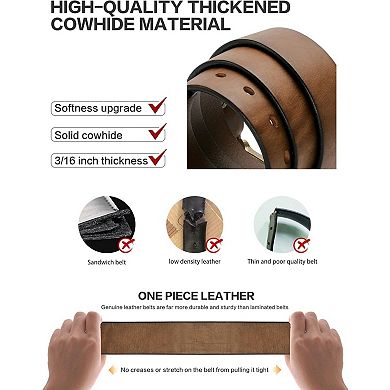 Heavy Duty Work Belt Thick Leather with High Hardness Buckle