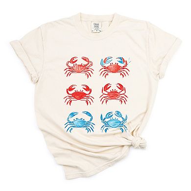 Six Crabs Sketched - Women's Garment Dyed Graphic T-Shirt