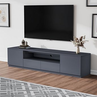 78.7"W TV Stand up to 75" TV, Modern Wood Entertainment Center with Storage, Gray Media Console