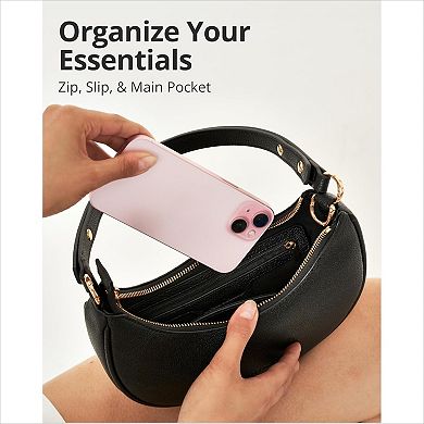 Crescent Bag with RFID Protection and Anti Theft Clip for Safety