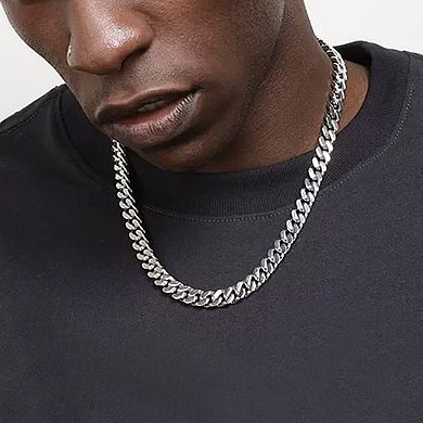 ZUQIETA Stainless Steel Cuban Link Chain for Men - Black or Gold Plated, 5-14mm Widths, 18"-30"