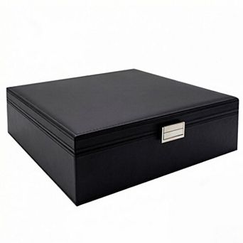 ZUQIETA 2-Layer Leather Jewelry Organizer for Women with Removable Pad, Black