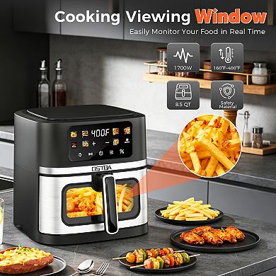 OSTBA 8.5QT Air Fryer with Visible Window, 1700W Digital Touchscreen, 8 Presets