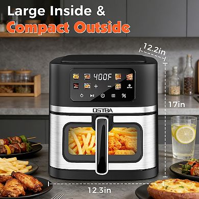 OSTBA 8.5QT Air Fryer with Visible Window, 1700W Digital Touchscreen, 8 Presets