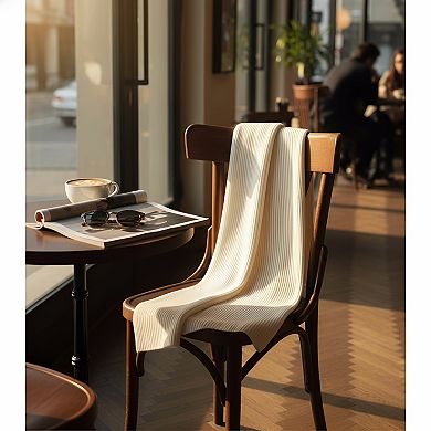 Cashmere Wool Scarf Ultra Soft Ribbed Classic Solid Color