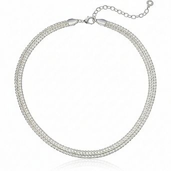 ZUQIETA Silver-Tone Flat Chain Necklace - Classic Style