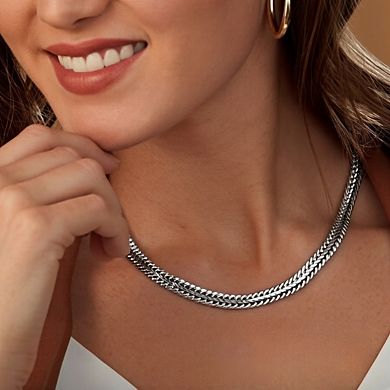 ZUQIETA Silver-Tone Flat Chain Necklace - Classic Style