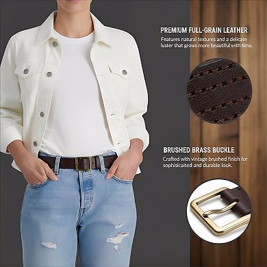Casual Leather Belt with Square Buckle for Jeans and Dresses