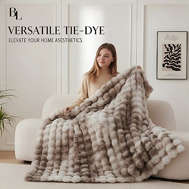 Faux Fur Throw Blanket Cozy Soft Fuzzy Plush for Couch Bedroom