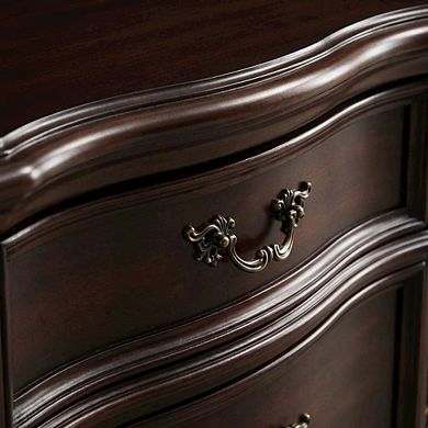 Wooden Nightstand in Madeira Finish with Sleek Design and Spacious Storage