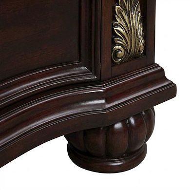 Wooden Nightstand in Madeira Finish with Sleek Design and Spacious Storage