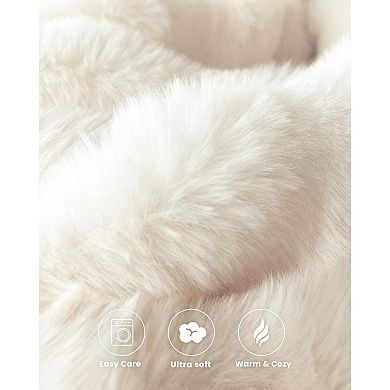 Faux Fur Throw Blanket Ultra Soft Plush Thick Bubble Design