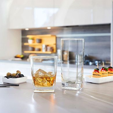 Drinking Glasses Set of 16 Includes Highball and Old Fashioned