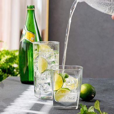 Drinking Glasses Set of 16 Includes Highball and Old Fashioned
