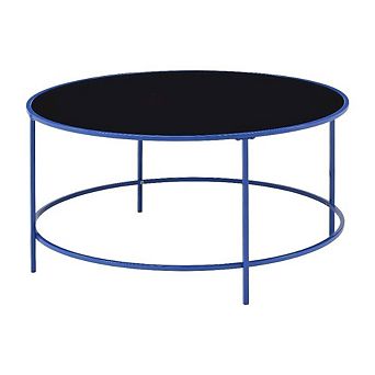 Oval Glass Top Coffee Table with Steel Frame Modern Design