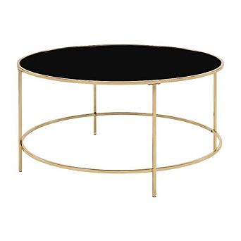 Oval Glass Top Coffee Table with Steel Frame Modern Design