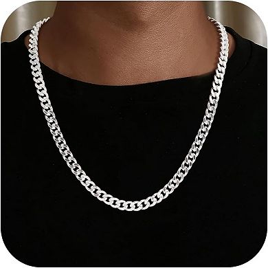 ZUQIETA 925 Sterling Silver Cuban Link Chain for Men, 3.5mm/7mm Diamond Cut, Gift for Him
