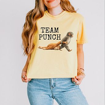 Team Punch Typewriter Black - Women's Boxy Crop Top Graphic T-Shirt
