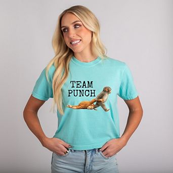 Team Punch Typewriter Black - Women's Boxy Crop Top Graphic T-Shirt