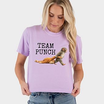 Team Punch Typewriter Black - Women's Boxy Crop Top Graphic T-Shirt