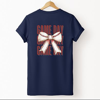 Baseball Game Day Stacked Coquette Front and Back Design - Women's Short Sleeve Graphic T-Shirt