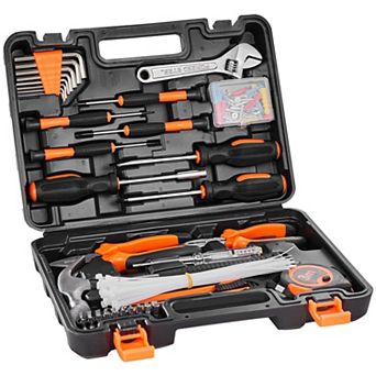 Complete Home Repair Tool Set with Steel Hand Tools and Portable Storage Case