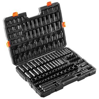 130 pc Impact Socket Set with SAE and Metric Sockets and Toolbox