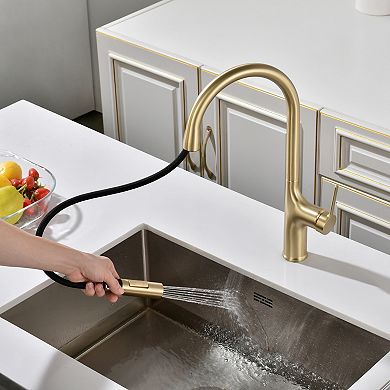 SUMERAIN Pull-Down Kitchen Mixer Tap, Dual Function, Lead-Free Stainless Steel, Deck Mounted