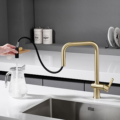 SUMERAIN Pull-Down Kitchen Sink Faucet with 360° Swivel Spout, Mininalist Contemporary, Lead-Free