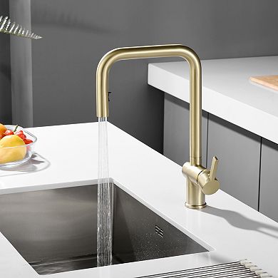 SUMERAIN Pull-Down Kitchen Sink Faucet with 360° Swivel Spout, Mininalist Contemporary, Lead-Free